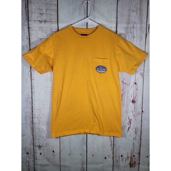 Harley Davidson Mens Medium TShirt Heart of‎ Dixie Pelham AL Pocket Logo Yellow - Picture 1 of 5
